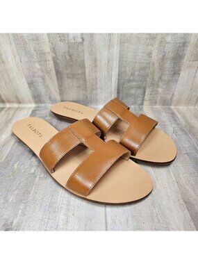 Talbots Size 9 Womans Sandals Brown Leather Slip On Slides